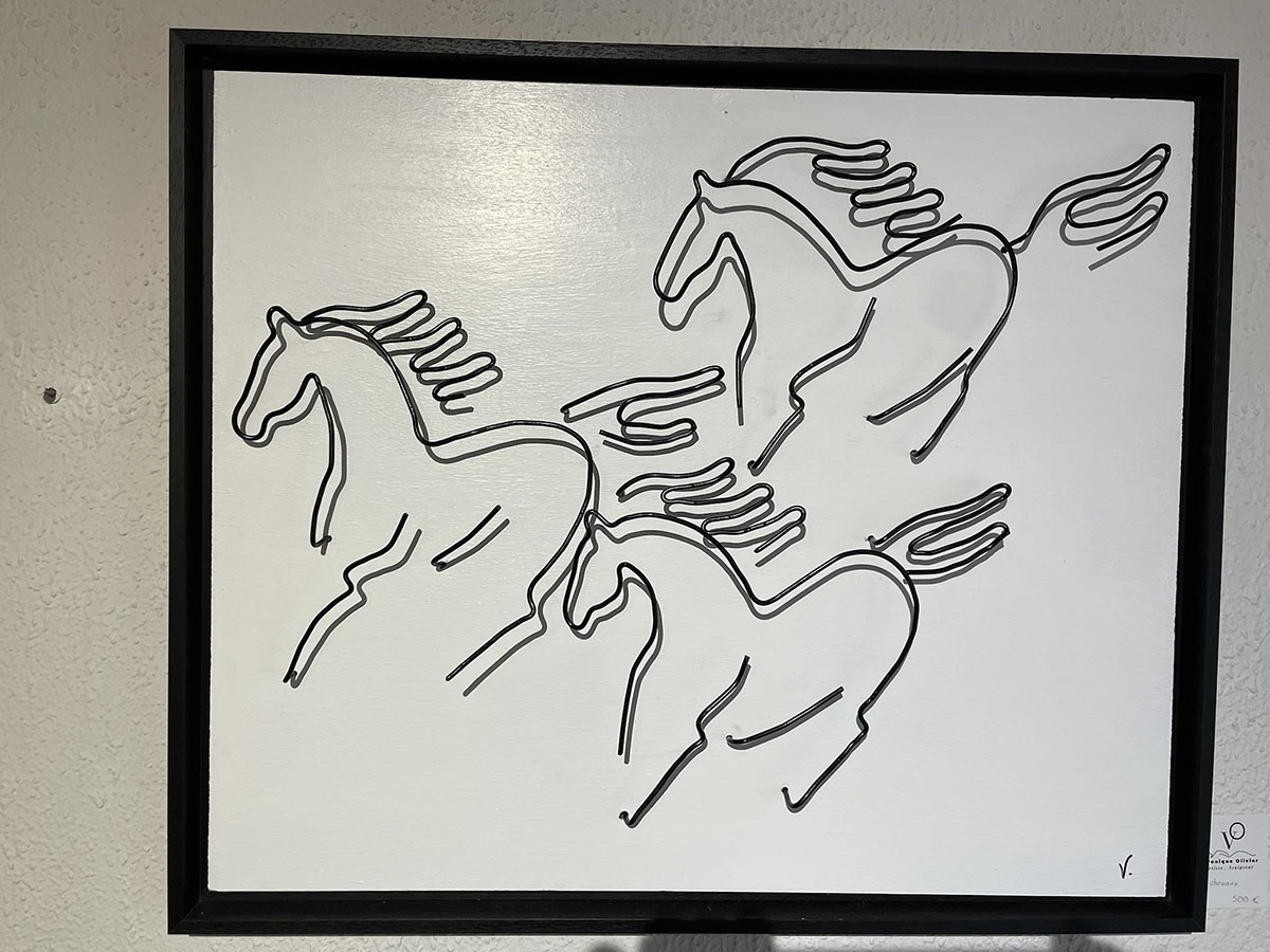 Tableau fil de fer chevaux